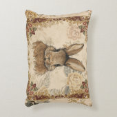 Vintage Rabbit,Cute Rabbit with Flowers Pattern アクセントクッション (正面(垂直))