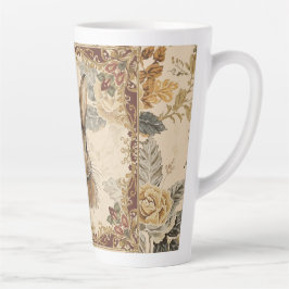 Vintage Rabbit,Cute Rabbit with Flowers Pattern  カフェラテマグ