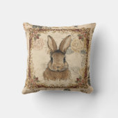 Vintage Rabbit,Cute Rabbit with Flowers Pattern クッション (裏面)