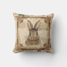 Vintage Rabbit,Cute Rabbit with Flowers Pattern
