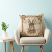 Vintage Rabbit,Cute Rabbit with Flowers Pattern クッション (椅子)