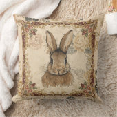 Vintage Rabbit,Cute Rabbit with Flowers Pattern クッション (ブランケット)