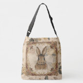 Vintage Rabbit,Cute Rabbit with Flowers Pattern クロスボディバッグ (裏面)