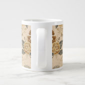 Vintage Rabbit,Cute Rabbit with Flowers Pattern  ジャンボコーヒーマグカップ (裏面)