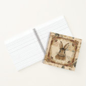 Vintage Rabbit,Cute Rabbit with Flowers Pattern ノートブック (内部)