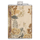 Vintage Rabbit,Cute Rabbit with Flowers Pattern  フラスク (裏面)