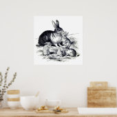 Vintage  rabbit  family  ポスター (キッチン)
