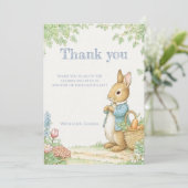 Vintage Rabbit Garden Baby Shower サンキューカード (スタンド正面)