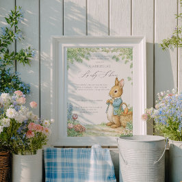 Vintage Rabbit Garden Baby Shower 招待状