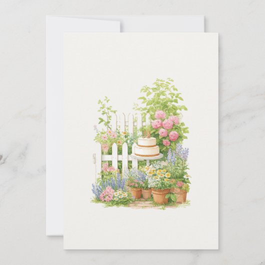 Vintage Rabbit Garden Baby Shower 招待状 (裏面)