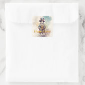 Vintage rabbit top hat Happy Easter スクエアシール (バッグ)