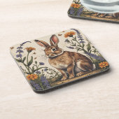 Vintage Rabbit with Wildflowers コースター (左側)