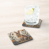 Vintage Rabbit with Wildflowers コースター (右側)