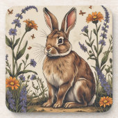 Vintage Rabbit with Wildflowers コースター (正面)