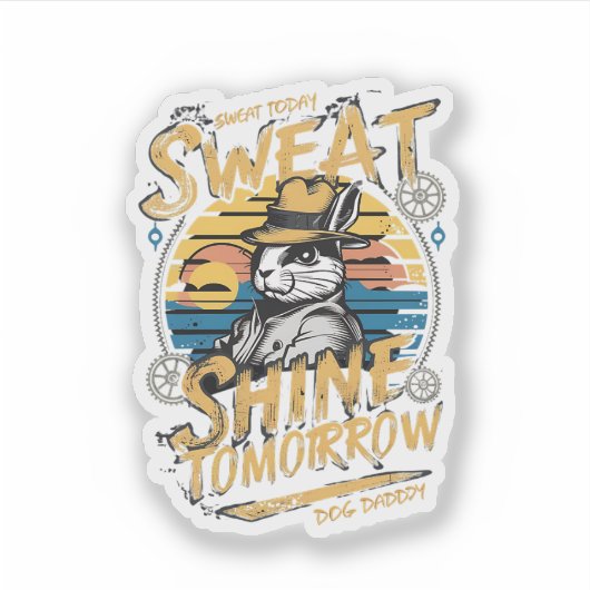 Vintage Rabbit Workout Motivation Art シール (正面)