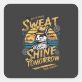 Vintage Rabbit Workout Motivation Art スクエアシール (正面)