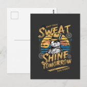 Vintage Rabbit Workout Motivation Art ポストカード (正面/裏面)