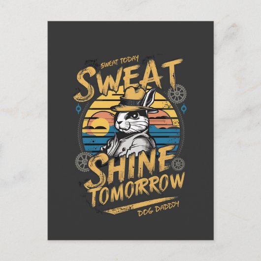 Vintage Rabbit Workout Motivation Art ポストカード (正面)