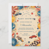 Vintage Race Car Baby Shower 招待状 (正面)