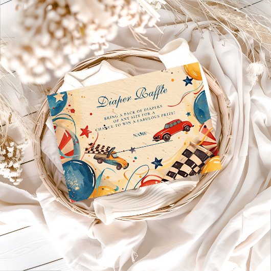 Vintage Race Car Diapper Raffle エンクロージャーカード
