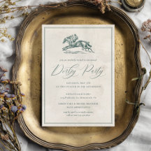 Vintage Race Horses Elegant Green Derby Party