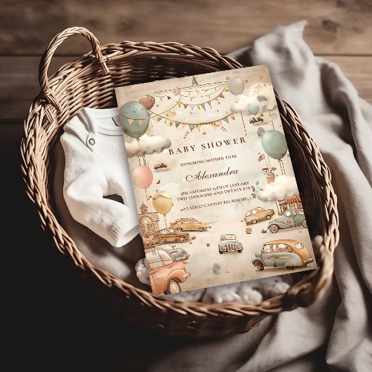 Vintage Racing Baby Shower 招待状