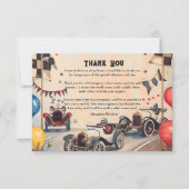 Vintage Racing Boys Birthday Party サンキューカード (正面)