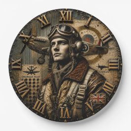 Vintage RAF Pilot British WWII Aviation Decor ペーパープレート