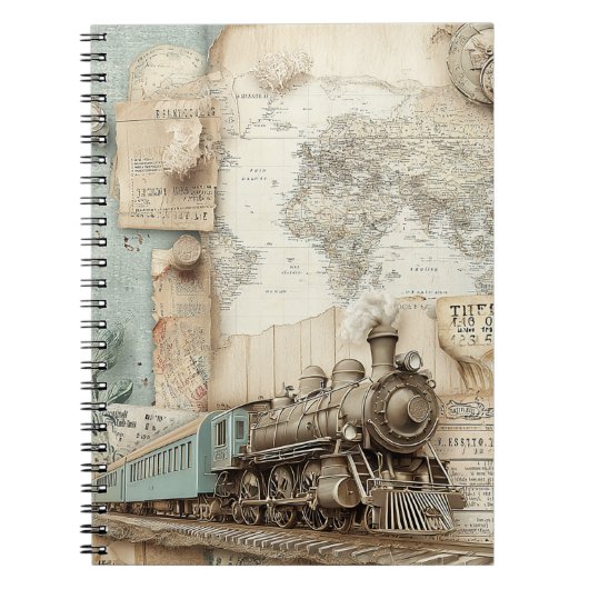 Vintage Railroad Train Travel ノートブック (正面)
