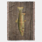 Vintage Rainbow Trout Throw Blanket スローブランケット (正面縦)