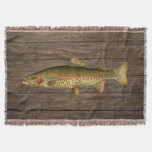 Vintage Rainbow Trout Throw Blanket スローブランケット (正面)