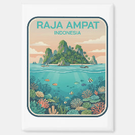Vintage Raja Ampat Indonesia Coral Reef Dive Art マグネット