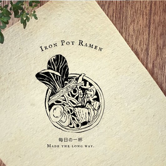 Vintage Ramen Bowl Food Branding ラバースタンプ