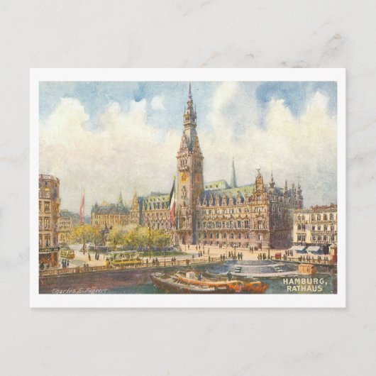 Vintage Rathaus Hamburg Germany ポストカード (正面)