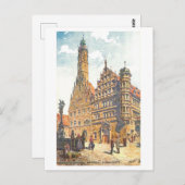 Vintage Rathaus Rothenburg, Germany ポストカード (正面/裏面)