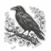 Vintage Raven Ivy Dark Nature Sketch Art シール (正面)