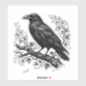 Vintage Raven Ivy Dark Nature Sketch Art シール (シート)
