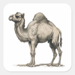 Vintage Realistic Camel Illustration-Desert Camel スクエアシール