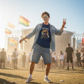 Vintage Rebel Biker Dog T-Shirt Tシャツ