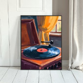 Vintage Record Player Painting ポスター