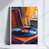Vintage Record Player Painting ポスター
