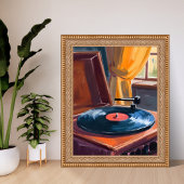 Vintage Record Player Painting ポスター
