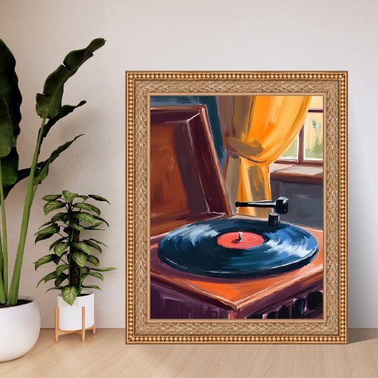 Vintage Record Player Painting ポスター
