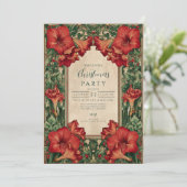 Vintage Red Amaryllis Botanical Christmas 招待状 (スタンド正面)