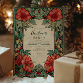 Vintage Red Amaryllis Botanical Christmas 招待状