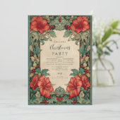 Vintage Red Amaryllis Botanical Christmas 招待状 (スタンド正面)