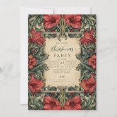 Vintage Red Amaryllis Botanical Christmas 招待状 (正面)