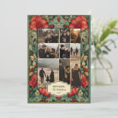 Vintage Red Amaryllis Botanical Christmas Photo シーズンカード (スタンド正面)