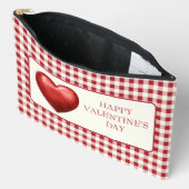 Vintage Red and Cream Gingham With Heart アクセサリーポーチ (見開き)