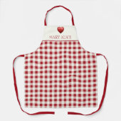 Vintage Red and Cream Gingham With Heart エプロン (正面)